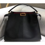 Fendi Leather Peekaboo X-Lite Large Bag Black