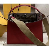 Fendi Leather Peekaboo X-Lite Medium Bag Red/FF Logo