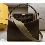 Fendi Leather Peekaboo X-Lite Medium Bag Etoupe/FF Logo