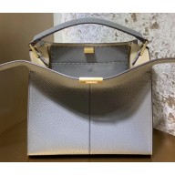 Fendi Roman Leather Peekaboo X-Lite Medium Bag Light Gray