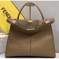 Fendi Leather Peekaboo X-Lite Large Bag Camel