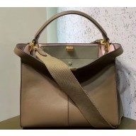 Fendi Leather Peekaboo X-Lite Medium Bag Brown