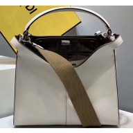Fendi Leather Peekaboo X-Lite Medium Bag White/FF Logo