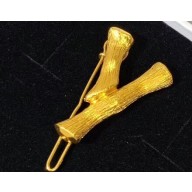 Celine Alphabet Y Brass Twig-Shaped Hair Accessory