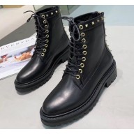 Valentino Rockstud Lace-up Ankle Boot Black 2019