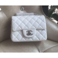 Chanel Classic Flap Mini Bag A1115 in Caviar Leather White with silver Hardware