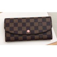 Louis Vuitton Emilie Wallet Damier Ebene Canvas N60214 Rose Ballerine