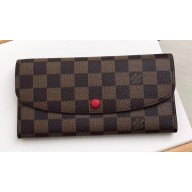 Louis Vuitton Emilie Wallet Damier Ebene Canvas N63544 Rouge