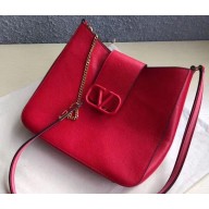 Valentino Grainy Calfskin VSLING Hobo Small Bag 0802 Red 2019