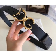 Dolce & Gabbana Width 3cm Belt Black 02 with Baroque DG Logo