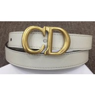 Dior Width 2cm Calfskin Saddle Belt White with CD Buckle