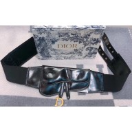 Dior Large Saddle Belt in Black Lambskin