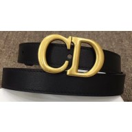 Dior Width 2cm Calfskin Saddle Belt Black with CD Buckle