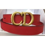 Dior Width 2cm Calfskin Saddle Belt Red with CD Buckle