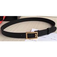 Givenchy Width 3cm Leather Belt Black/Gold with Double G Buckle