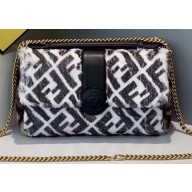 Fendi Stamp Sheepskin Medium Double F Bag Black/White