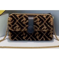 Fendi Stamp Sheepskin Medium Double F Bag Black/Brown
