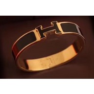 Hermes Clic H Narrow Bracelet Black/Yellow Gold