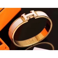 Hermes Clic H Narrow Bracelet White/Yellow Gold