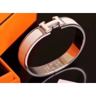 Hermes Clic H Narrow Bracelet White/White Gold