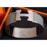 Hermes Clic Clac H Wide Bracelet Gray/White Gold