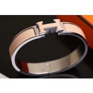 Hermes Clic H Narrow Bracelet Nude/White Gold