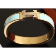 Hermes Crystal Clic H Narrow Bracelet Yellow Gold H02