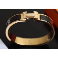 Hermes Crystal Clic H Narrow Bracelet Yellow Gold H06