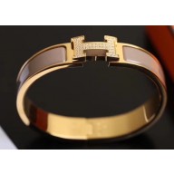 Hermes Crystal Clic H Narrow Bracelet Yellow Gold H09