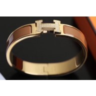Hermes Crystal Clic H Narrow Bracelet Yellow Gold H11
