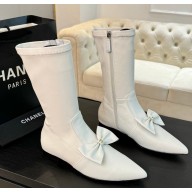 Chanel middle Boots Stretch Lambskin & Lambskin white G45911 1105-2024