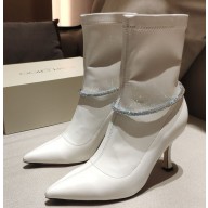 Jimmy Choo Heel 8.5cm Leroy calfskin Ankle Boots white 1105-2024