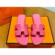 Hermes Oran Flat slippers in epsom leather rose de Venise 
