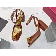 VALENTINO GARAVANI One Stud Ankle Strap Sandal 90mm caramel 2023