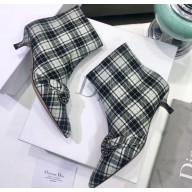 Dior Heel 3.5cm Gang Low Boots in Tartan Fabric Black/White 2019