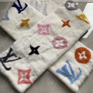 Louis Vuitton Monogram Constellation Fur Scarf MP2439 180x25cm White 2019