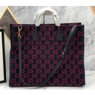 Gucci GG Wool Tote Bag 598169 Dark Blue 2019