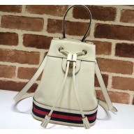 Gucci Leather Web Ophidia Small Bucket Bag 610846 White