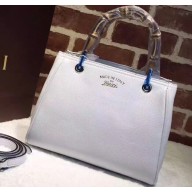 Gucci Leather Bamboo Shopper Small Shoulder Tote Bag 336032 White