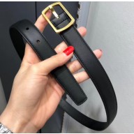 Saint Laurent Width 2.5cm Belt With Paved Buckle In Leather Black/Gold