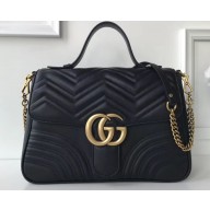 Gucci GG Marmont Medium Top Handle Bag 498109 Black