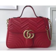 Gucci GG Marmont Medium Top Handle Bag 498109 Red
