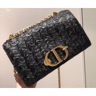 Dior 30 Montaigne Flap Bag In Crinkled Lambskin Black 2019