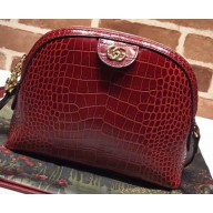 Gucci Ophidia Crocodile Pattern Small Shoulder Bag 499621 Red
