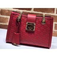 Gucci Padlock Signature Leather Small Shoulder Bag 498156 Red