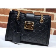 Gucci Padlock Signature Leather Small Shoulder Bag 498156 Black