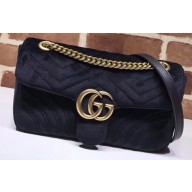 Gucci GG Marmont Small Matelassé Shoulder Bag 443497 Velvet Black
