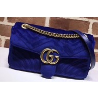 Gucci GG Marmont Small Matelassé Shoulder Bag 443497 Velvet Blue