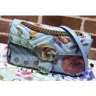 Gucci GG Marmont Small Matelassé Shoulder Bag 443497 Leather Garden Sky Blue