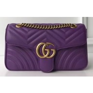 Gucci GG Marmont Small Matelassé Shoulder Bag 443497 Leather Purple